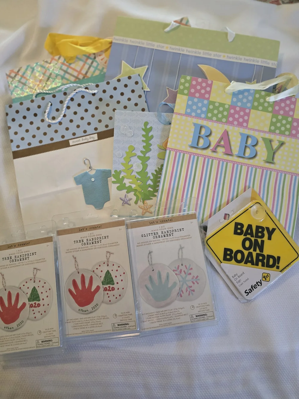 Assorted Pastel Baby Gift Bags with Yellow 